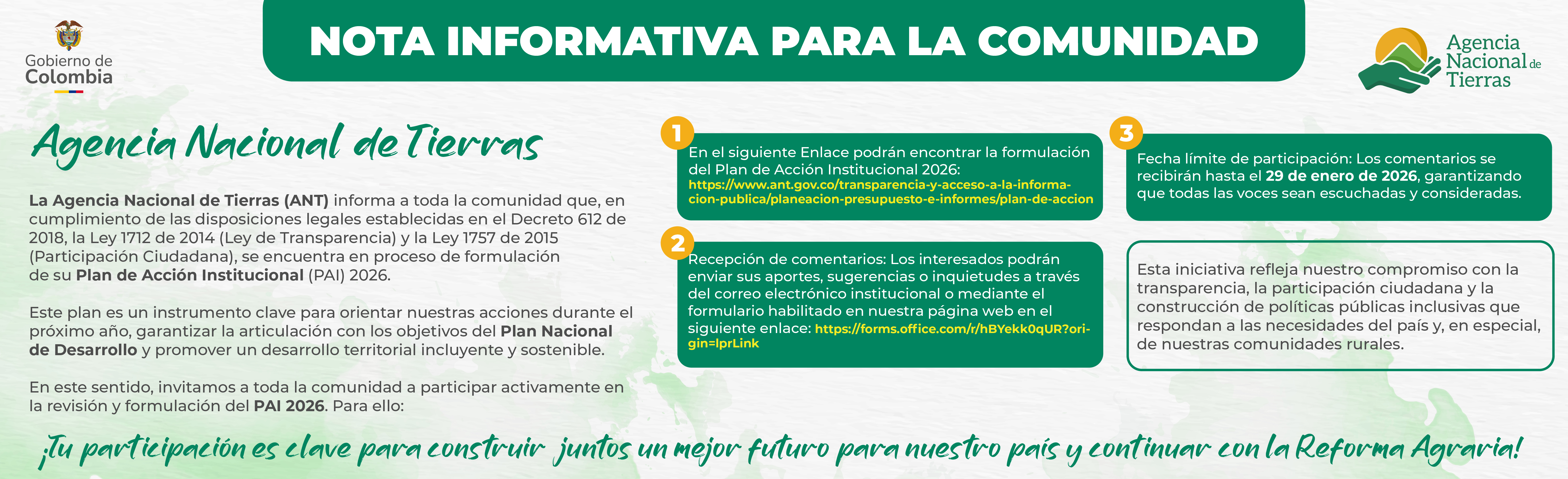 Invitacion a conocer y participar en la formulación del plan institucional 2026.