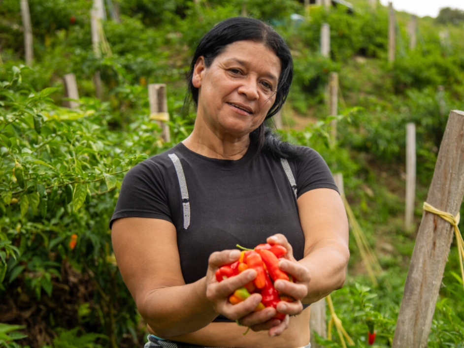 Mujer victima del conflicto, que fue beneficiada con esta entrega.