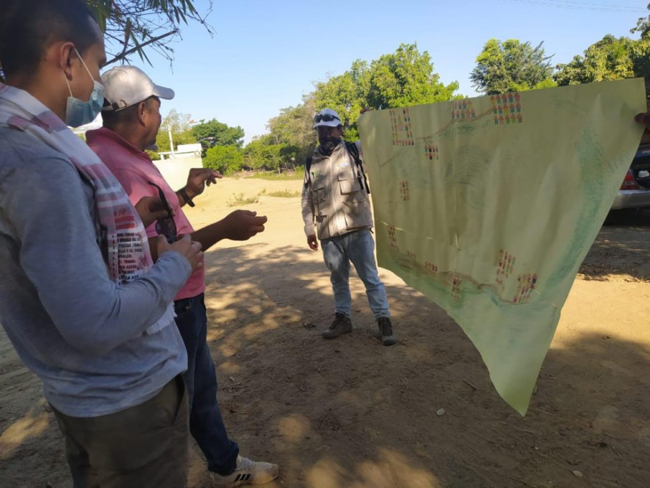 Trabajadores estudiando el terreno.